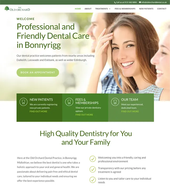 Old Orchard Dentist Website Edinburgh
